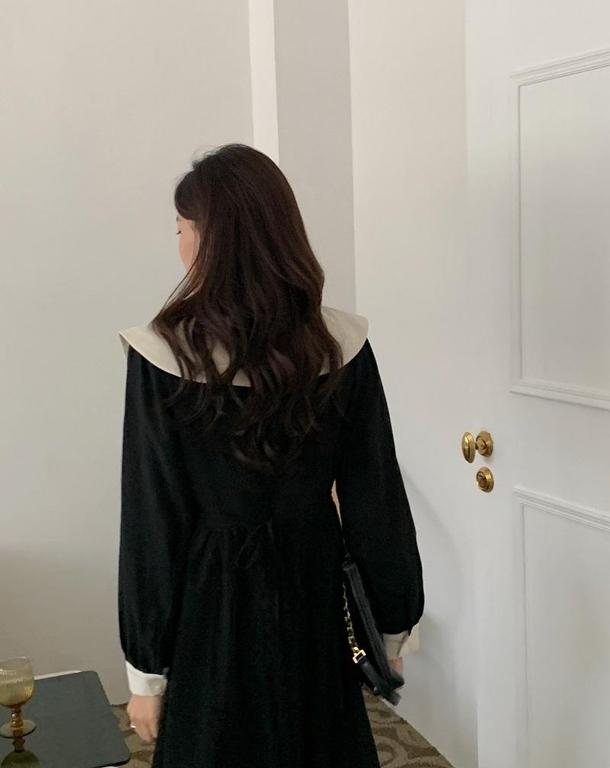 レトロカラーブラックワンピース 4722-black_お取り寄せ4722-画像20-韓国ファッション通販POPREA［ポップリア］