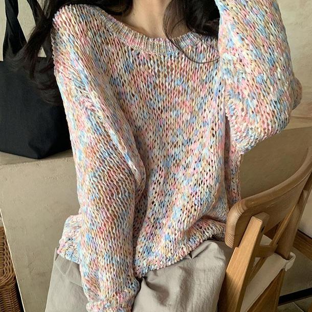 透かし編みマーブルニット 4728-お取り寄せ_4728-画像10-韓国ファッション通販POPREA［ポップリア］