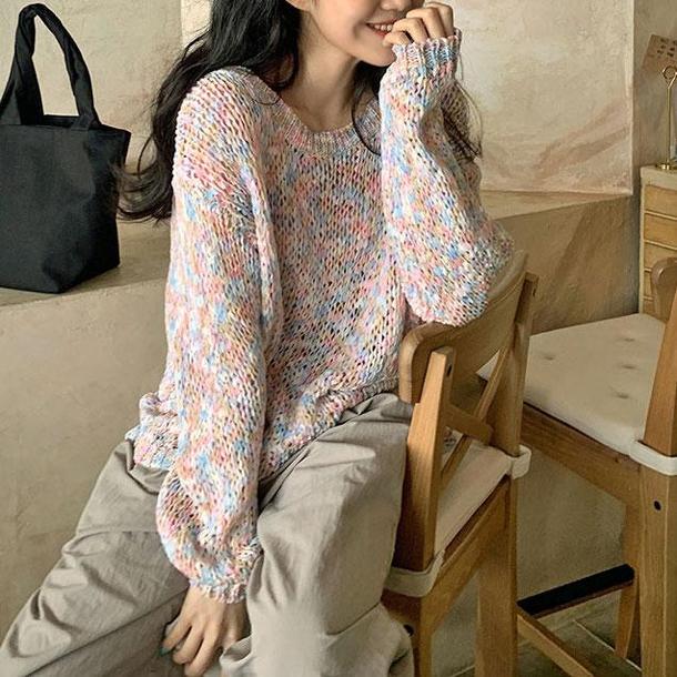 透かし編みマーブルニット 4728-お取り寄せ_4728-画像9-韓国ファッション通販POPREA［ポップリア］