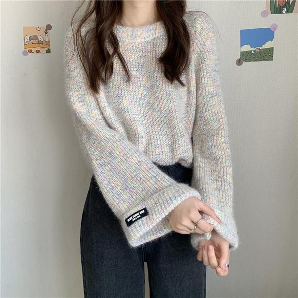 ポイントタグ袖セーターニット 4731-ivory_お取り寄せ47311-画像1-韓国ファッション通販POPREA［ポップリア］