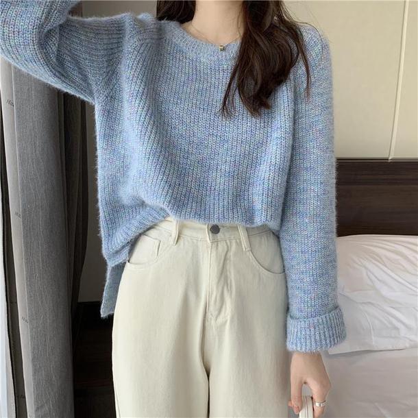 ポイントタグ袖セーターニット 4731-blue_お取り寄せ47312-画像6-韓国ファッション通販POPREA［ポップリア］