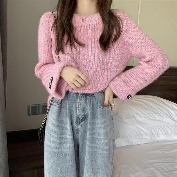 ポイントタグ袖セーターニット 4731-pink_お取り寄せ47313-画像10-韓国ファッション通販POPREA［ポップリア］