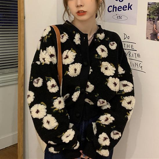 フラワーボアショートジャケット 4737-black_お取り寄せ47372-画像9-韓国ファッション通販POPREA［ポップリア］