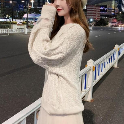 レース袖ニットプルオーバー 4740-ivory_お取り寄せ4740-画像6-韓国ファッション通販POPREA［ポップリア］