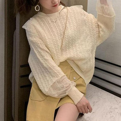 レース袖ニットプルオーバー 4740-ivory_お取り寄せ4740-画像9-韓国ファッション通販POPREA［ポップリア］