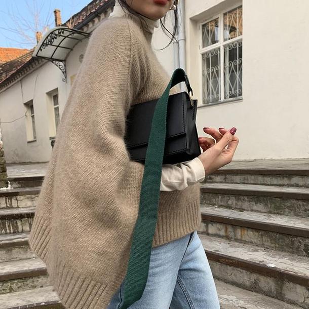 ラウンドネックベーシックニットケープ 4741-brown_お取り寄せ4741-画像5-韓国ファッション通販POPREA［ポップリア］