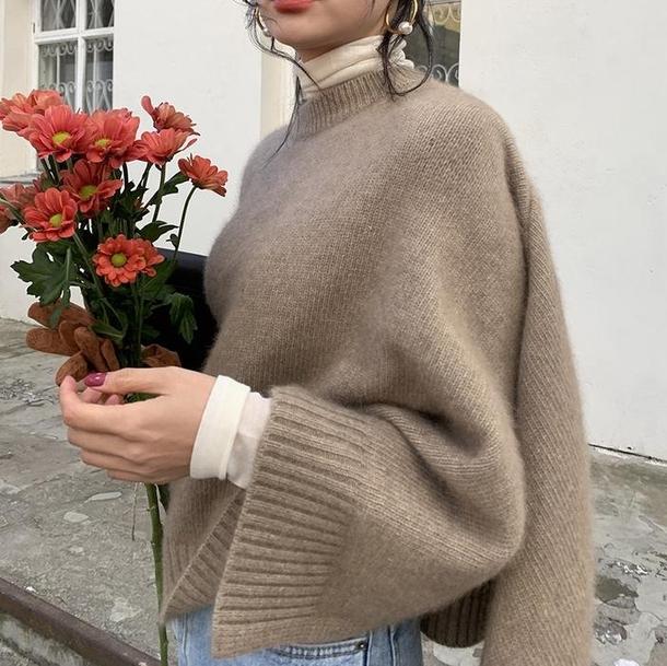 ラウンドネックベーシックニットケープ 4741 - 韓国ファッション通販