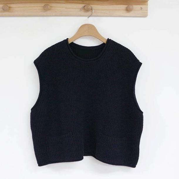 ショート丈ニットベスト＆ストライプワンピース 4745-vest/black_お取り寄せ47452-画像20-韓国ファッション通販POPREA［ポップリア］