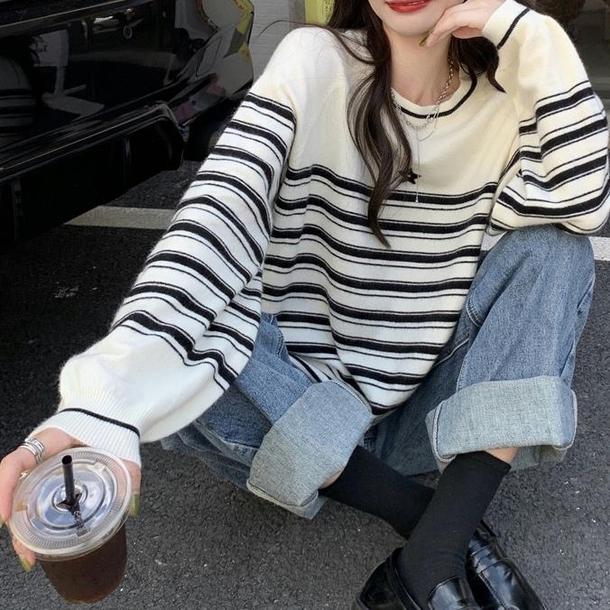 ワンポイントスターボーダートップス 4757-white_お取り寄せ4757-画像6-韓国ファッション通販POPREA［ポップリア］