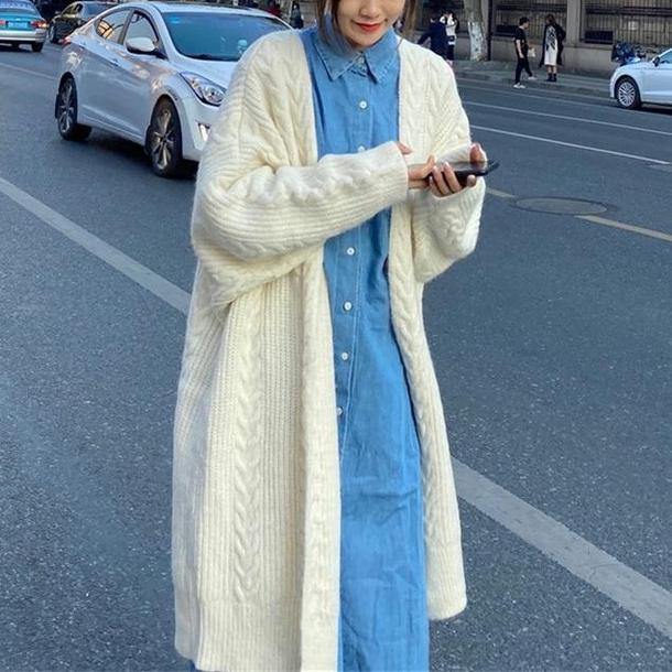 ロングニットアイボリーコート 4759-ivory_お取り寄せ4759-画像3-韓国ファッション通販POPREA［ポップリア］