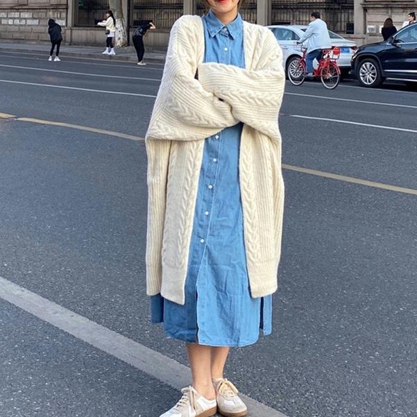 ロングニットアイボリーコート 4759-ivory_お取り寄せ4759-画像4-韓国ファッション通販POPREA［ポップリア］