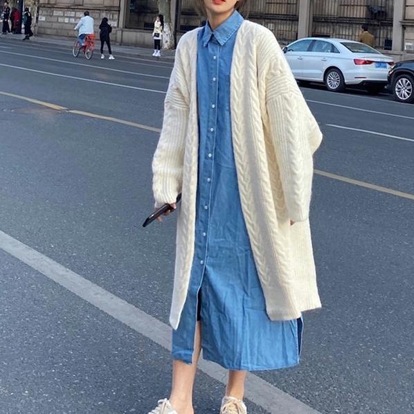 ロングニットアイボリーコート 4759-ivory_お取り寄せ4759-画像5-韓国ファッション通販POPREA［ポップリア］