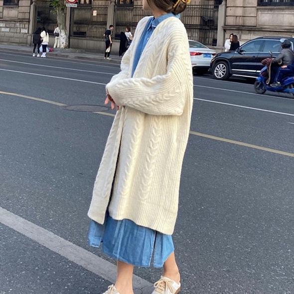 ロングニットアイボリーコート 4759-ivory_お取り寄せ4759-画像9-韓国ファッション通販POPREA［ポップリア］