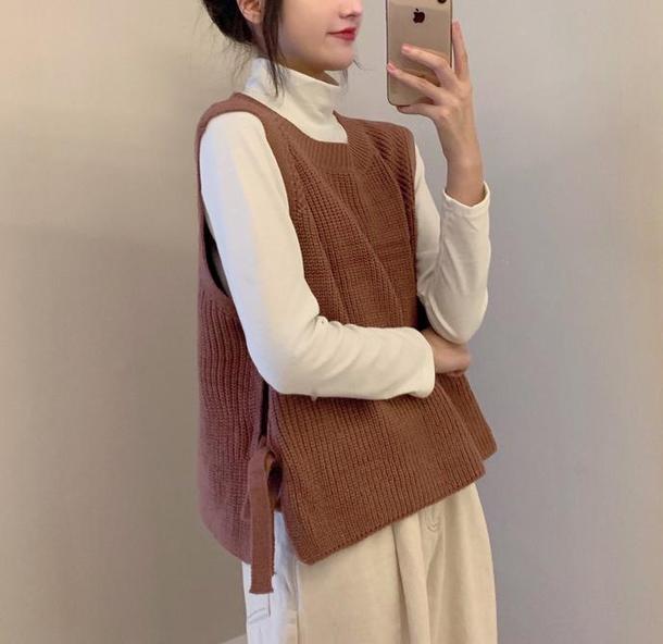 サイドリボンニットベスト 4772-S/pink_お取り寄せ47724-画像11-韓国ファッション通販POPREA［ポップリア］