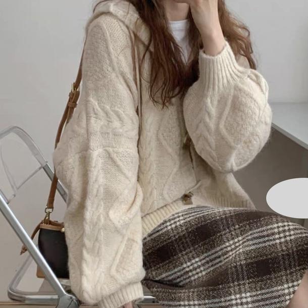 ダッフルツイストニットカーディガン 4774-S/white_お取り寄せ47741-画像1-韓国ファッション通販POPREA［ポップリア］