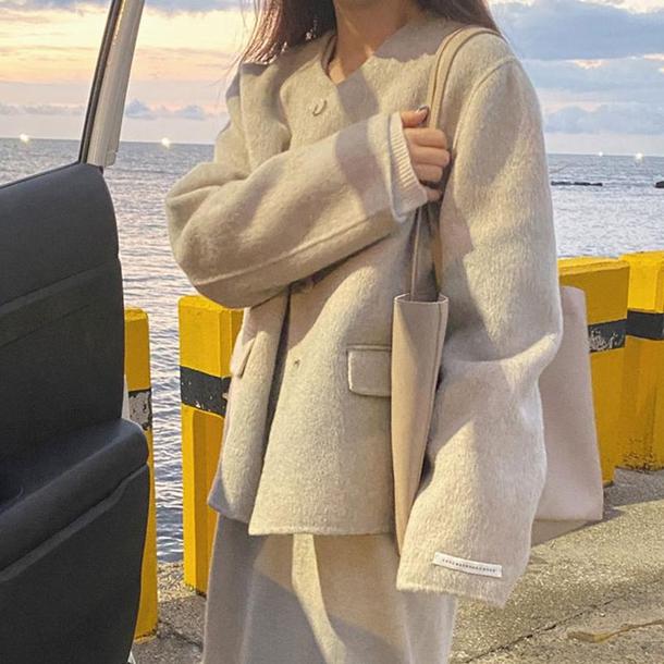 オートミールウールタッチショートコート 4782-oatmeal_お取り寄せ4782-画像10-韓国ファッション通販POPREA［ポップリア］