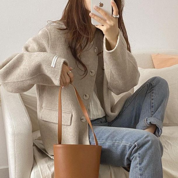 オートミールウールタッチショートコート 4782-oatmeal_お取り寄せ4782-画像4-韓国ファッション通販POPREA［ポップリア］