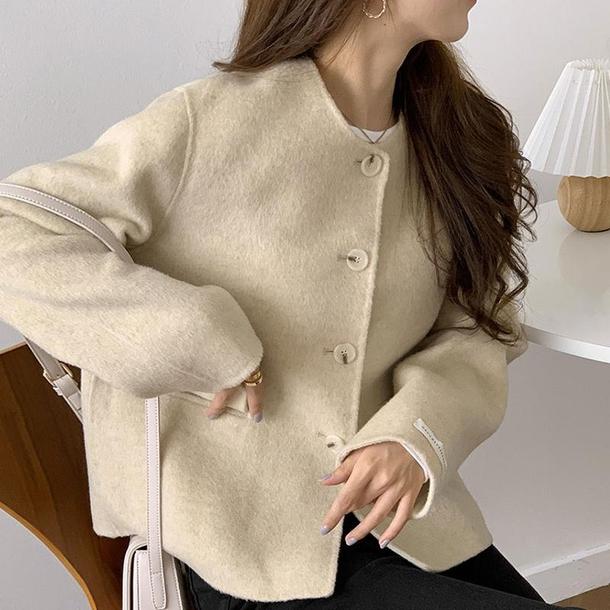 オートミールウールタッチショートコート 4782-oatmeal_お取り寄せ4782-画像7-韓国ファッション通販POPREA［ポップリア］