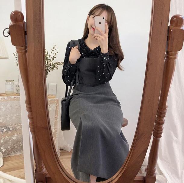 スリットキャミジャンパースカート 4786-S/gray_お取り寄せ47861-画像2-韓国ファッション通販POPREA［ポップリア］