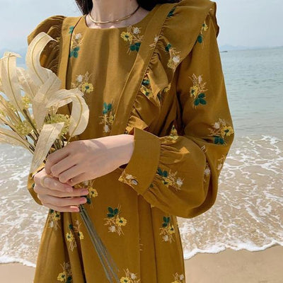 バックリボンフリル＆フラワードレス 4789-yellow_お取り寄せ47892-画像16-韓国ファッション通販POPREA［ポップリア］