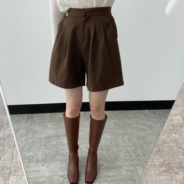 ウールショートパンツ 4796-M/brown_お取り寄せ47961-画像1-韓国ファッション通販POPREA［ポップリア］