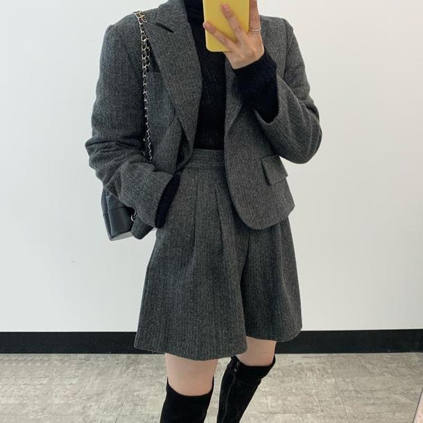 ウールショートパンツ 4796-M/gray_お取り寄せ47963-画像9-韓国ファッション通販POPREA［ポップリア］