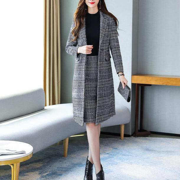 グレンチェックジャケットセットアップ 4798-お取り寄せ4798-画像3-韓国ファッション通販POPREA［ポップリア］