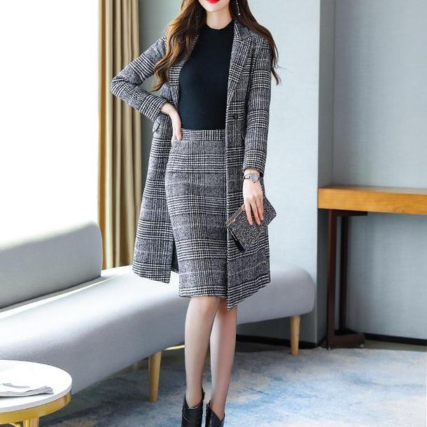 グレンチェックジャケットセットアップ 4798-お取り寄せ4798-画像1-韓国ファッション通販POPREA［ポップリア］