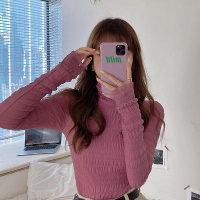 裏パイルシフォンレースタートルネック 4805-pink_お取り寄せ48055-画像21-韓国ファッション通販POPREA［ポップリア］