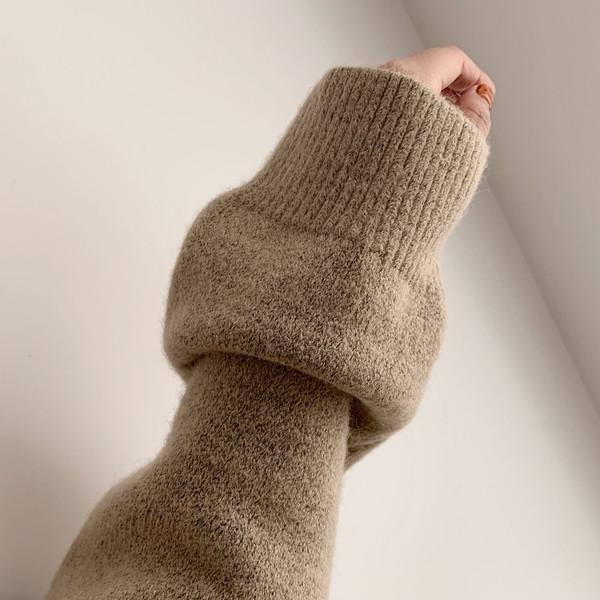 スリットハイネックニットトップス 4808-camel_お取り寄せ4808-画像7-韓国ファッション通販POPREA［ポップリア］