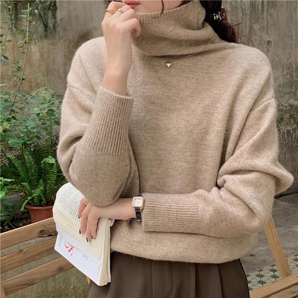タートルネックウールプルオーバー 4814-oatmeal_お取り寄せ48141-画像1-韓国ファッション通販POPREA［ポップリア］