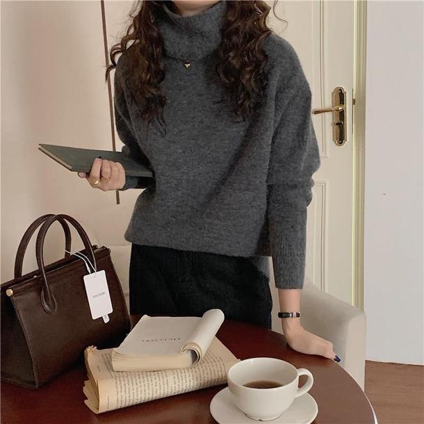 タートルネックウールプルオーバー 4814-charcoal-gray_お取り寄せ48142-画像2-韓国ファッション通販POPREA［ポップリア］