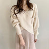 オーバークロスVネックニット 4824-ivory_お取り寄せ48241-画像1-韓国ファッション通販POPREA［ポップリア］