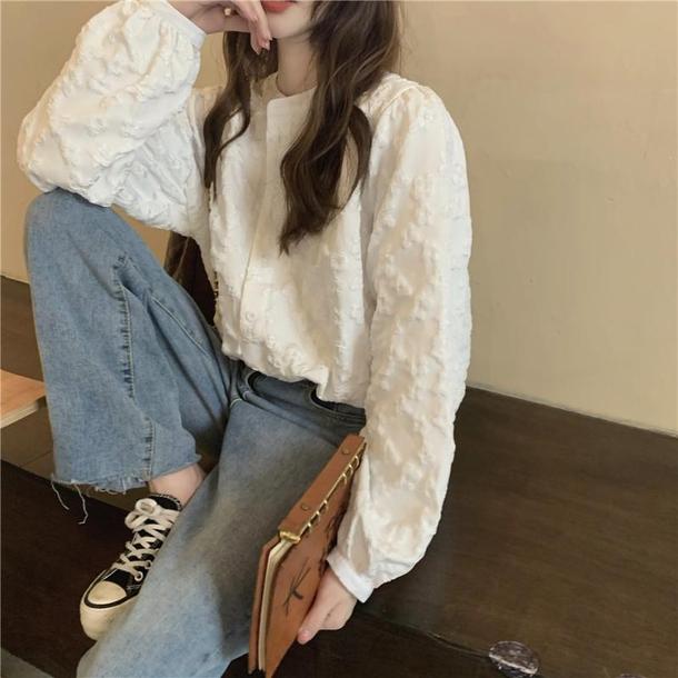 立体刺繍ホワイトブラウス 4825-お取り寄せ4825-画像6-韓国ファッション通販POPREA［ポップリア］