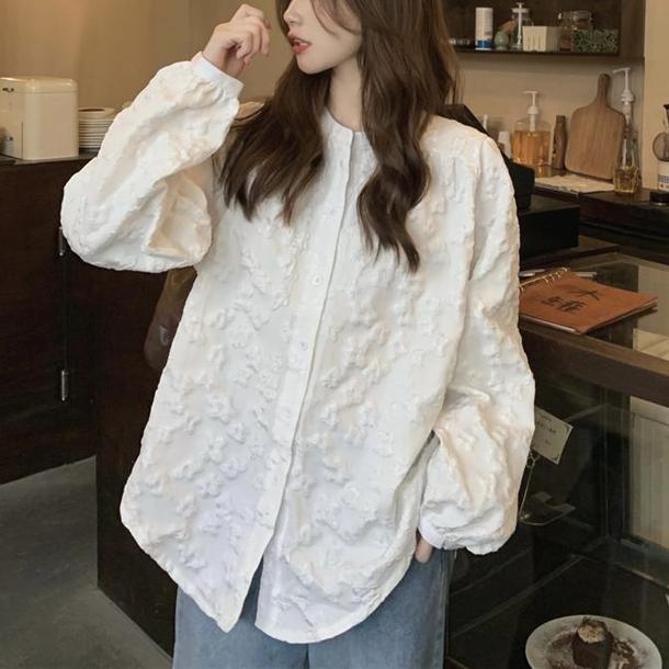 立体刺繍ホワイトブラウス 4825-お取り寄せ4825-画像8-韓国ファッション通販POPREA［ポップリア］