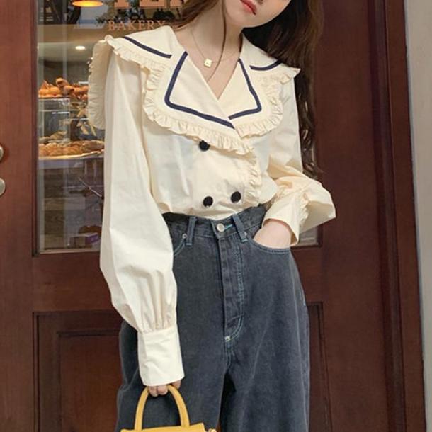 ダブルブレストセーラーカラーブラウス 4827-お取り寄せ4827-画像2-韓国ファッション通販POPREA［ポップリア］