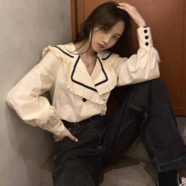 ダブルブレストセーラーカラーブラウス 4827-お取り寄せ4827-画像3-韓国ファッション通販POPREA［ポップリア］