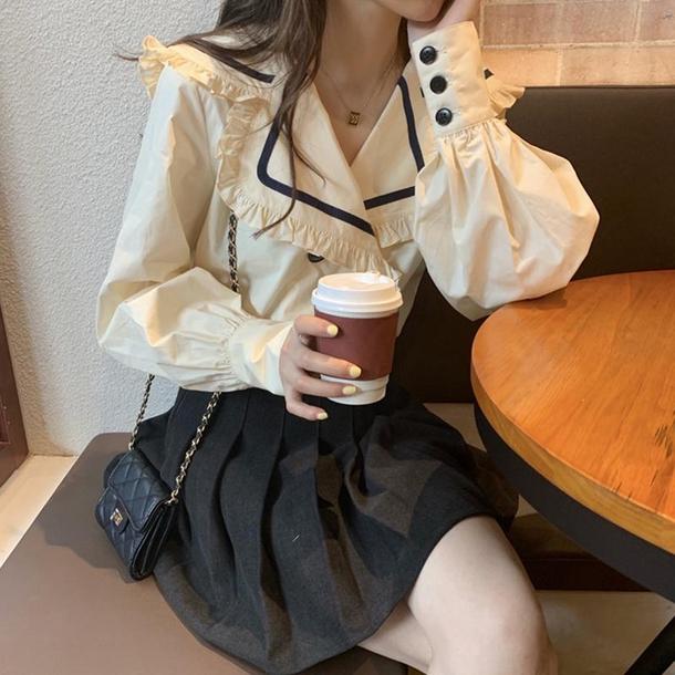 ダブルブレストセーラーカラーブラウス 4827-お取り寄せ4827-画像4-韓国ファッション通販POPREA［ポップリア］