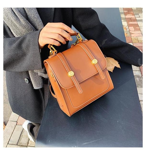 レザー調スクエアスモールバッグ 4831-brown_お取り寄せ48311-画像1-韓国ファッション通販POPREA［ポップリア］