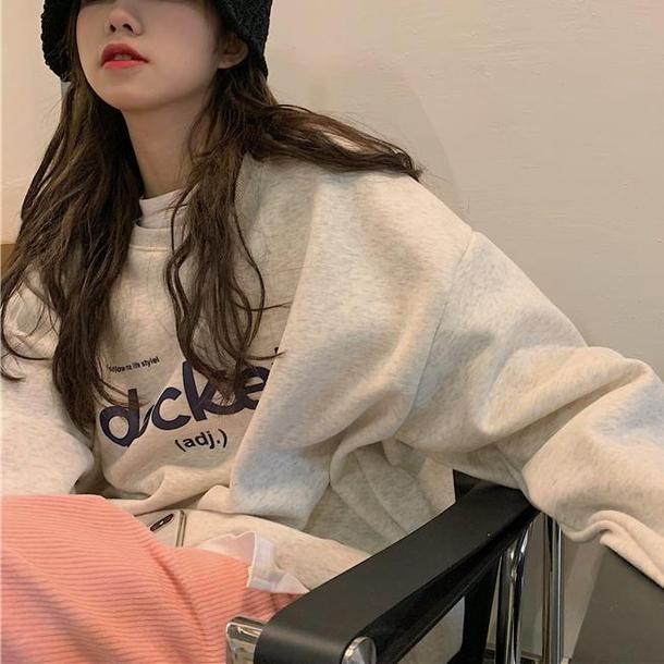 シンプルロゴルーズトレーナー 4854-white-gray_お取り寄せ48542-画像9-韓国ファッション通販POPREA［ポップリア］