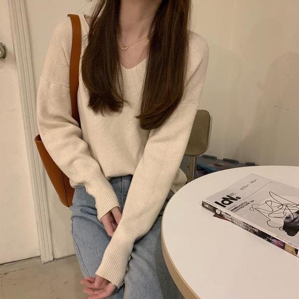 Vネックボタンスリーブトップス 4858-ivory_お取り寄せ48583-画像10-韓国ファッション通販POPREA［ポップリア］