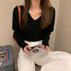 Vネックボタンスリーブトップス 4858-black_お取り寄せ48584-画像12-韓国ファッション通販POPREA［ポップリア］