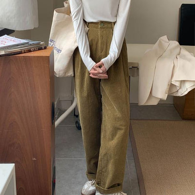 コーデュロイカラーパンツ 4868-S/olive-green_お取り寄せ48687-画像4-韓国ファッション通販POPREA［ポップリア］