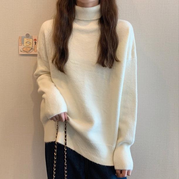 タートルネックルーズセーターニット 4873-snow-white_お取り寄せ48734-画像11-韓国ファッション通販POPREA［ポップリア］