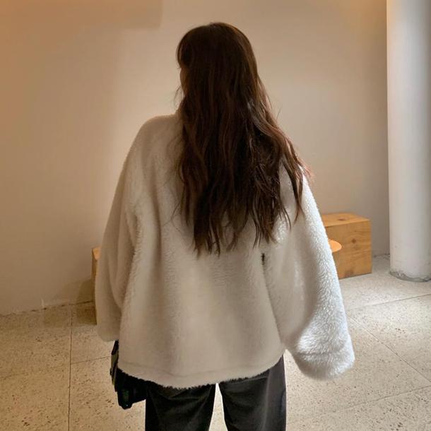 オフホワイトハイネックボアアウター 4904-お取り寄せ4904-画像8-韓国ファッション通販POPREA［ポップリア］