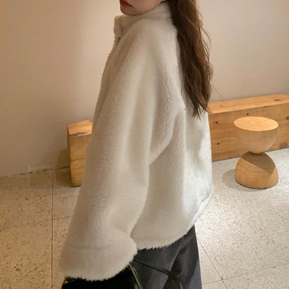 オフホワイトハイネックボアアウター 4904-お取り寄せ4904-画像9-韓国ファッション通販POPREA［ポップリア］