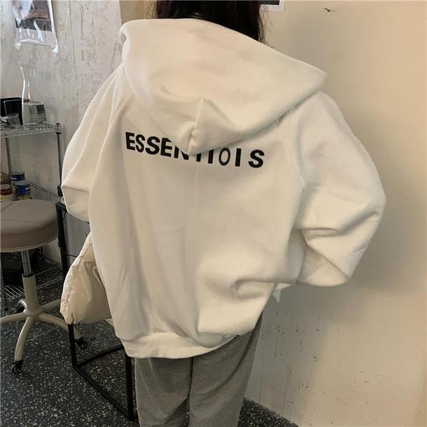 バックロゴルーズジップパーカー 4908-ivory_お取り寄せ49081-画像1-韓国ファッション通販POPREA［ポップリア］