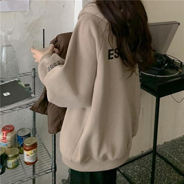 バックロゴルーズジップパーカー 4908-brown_お取り寄せ49082-画像7-韓国ファッション通販POPREA［ポップリア］