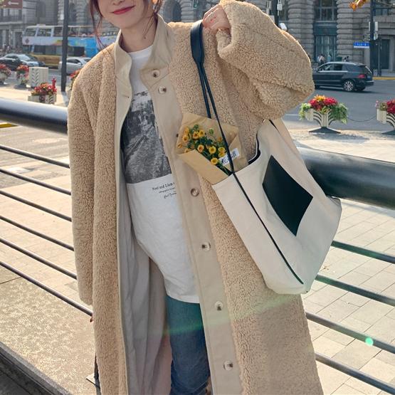 ボアロングコート 4910-お取り寄せ4910-画像3-韓国ファッション通販POPREA［ポップリア］