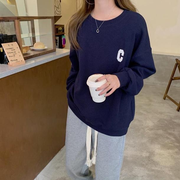 ワッフルCロゴプルオーバー 4928-navy-blue_お取り寄せ49282-画像8-韓国ファッション通販POPREA［ポップリア］